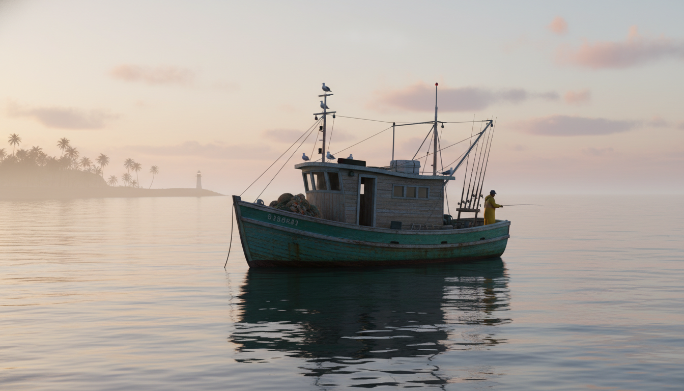 Fishing boat on calm waters
