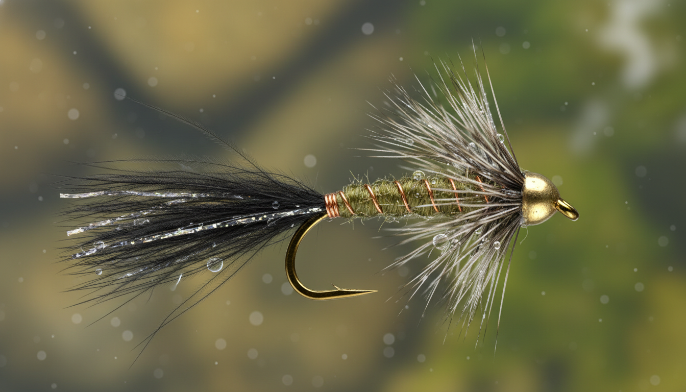 Close up of fishing fly lure